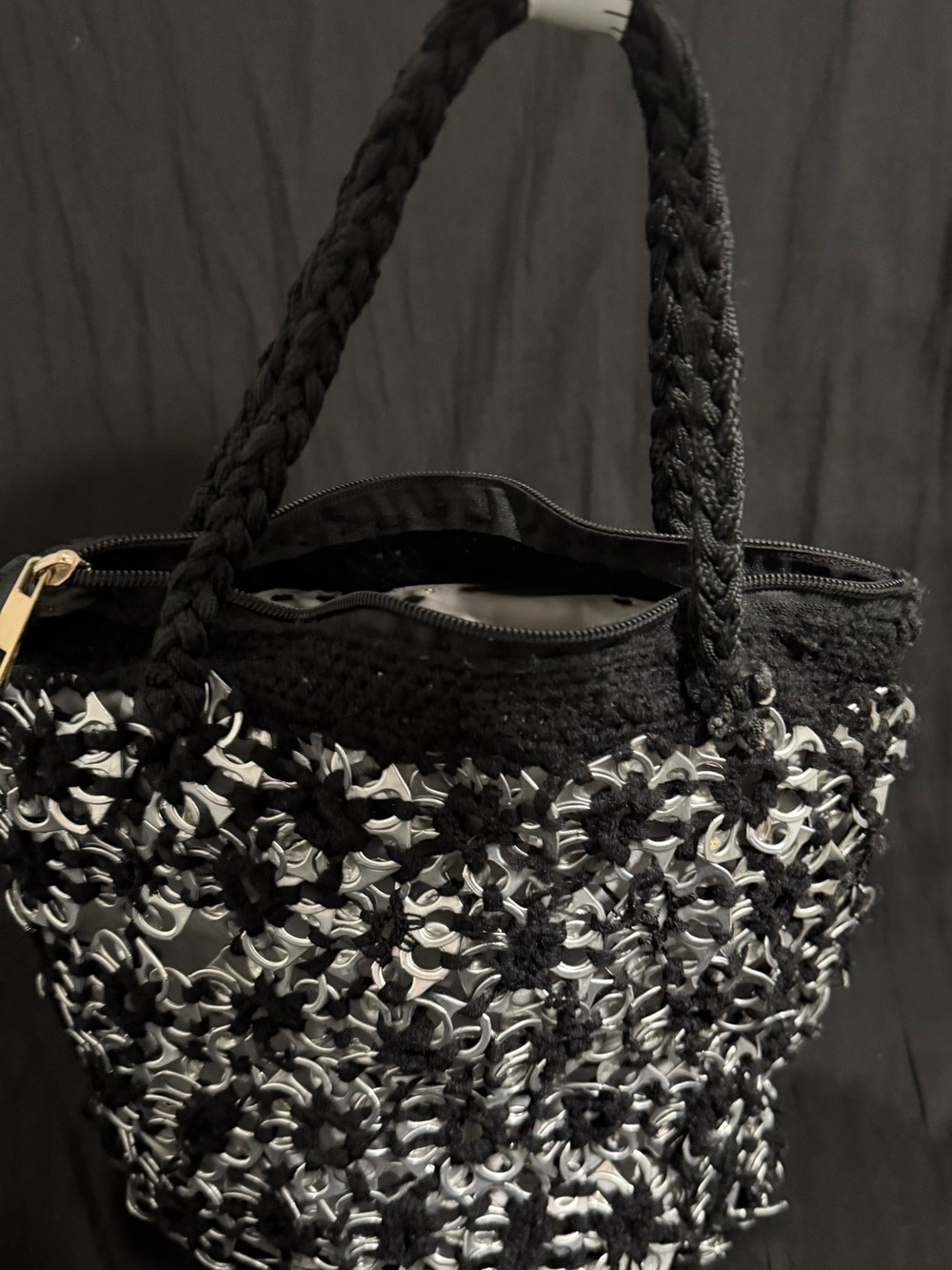 Hand crafted Crochet Chain-Detail Hand Bag